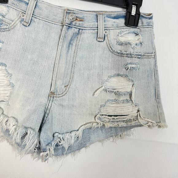 Abercrombie & Fitch High-Rise Distressed Denim Shorts Size 0 - Picture 4 of 7